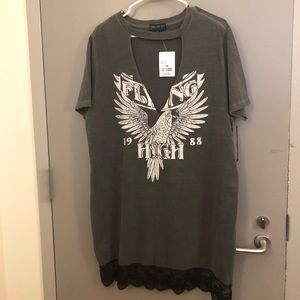 Plus size cut out “Flying high 1988”dress